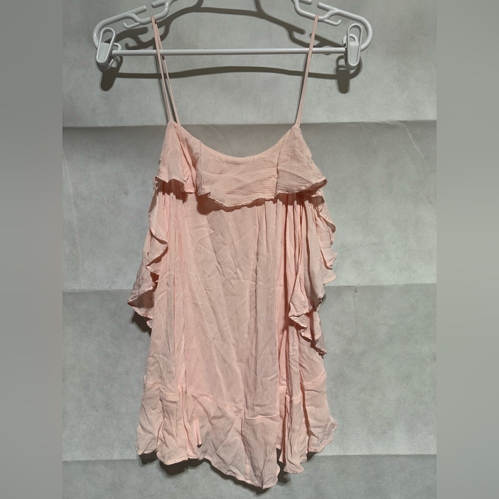 Free People Intimately Cascade Ruffle Camisole Tank Top Petal Pink Barbie Pastel - Picture 3 of 5